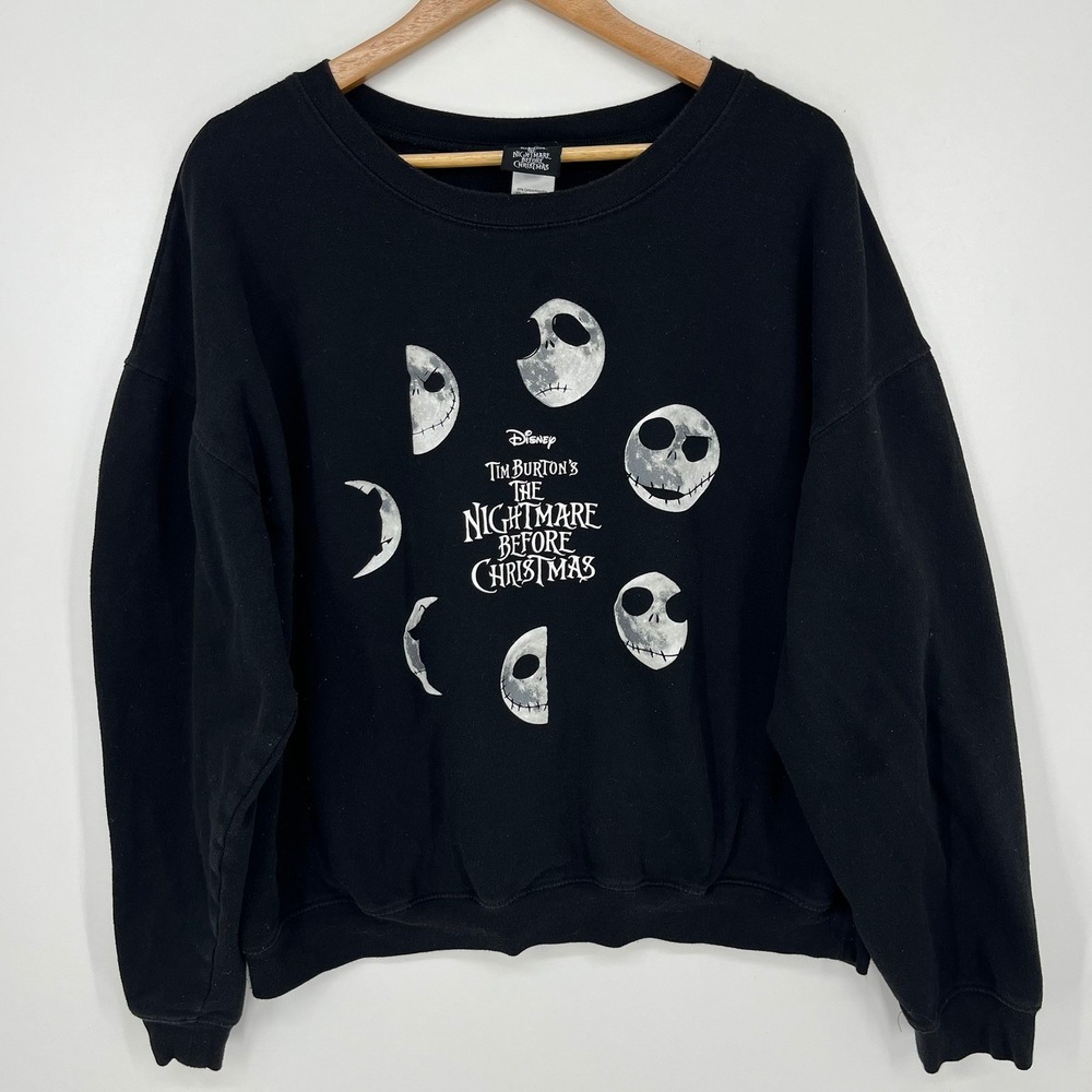 Disney Nightmare Before Christmas Jack Skellington Moon Sweatshirt Black XXL